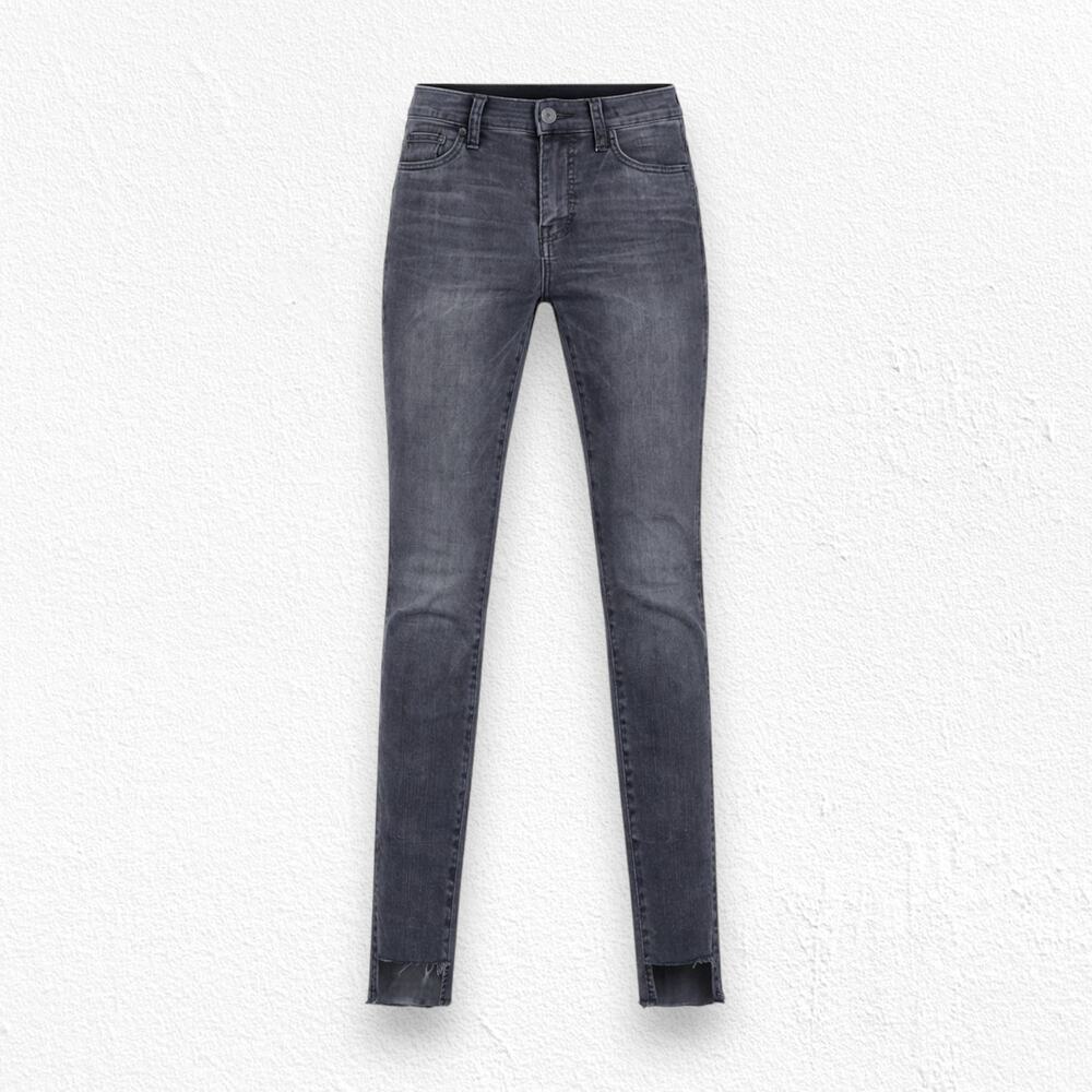 Madewell Washed Black 10" High-Rise Skinny Raw Step Hem Stretch Jeans Size 25